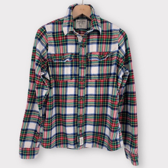 A&F Flannel Plaid Muscle Fit Shirt XXL Y2K - Picture 1 of 13